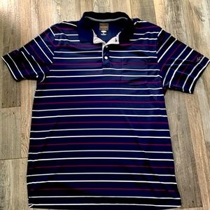 Greg Norman Play Dry Mens Polo. Like new condition. Blue with stripes. Polyester